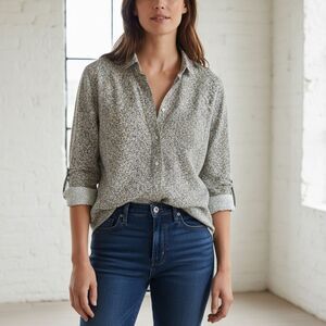 Frank & Eileen Eileen Yellow and Blue Floral Button Down Shirt Size Small